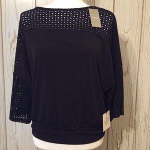 NWT Chico’s Knit Kit Black Banded East West Top